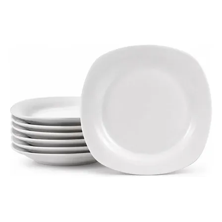 Jogo 6 Pratos Sobremesa 21cm Luxo Vidro Restaurante Branco Branco Branco Luxo