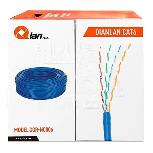 Bobina Cable Qian Utp, 305m, Cat6 0.6mm Azul (qhr-cat6)