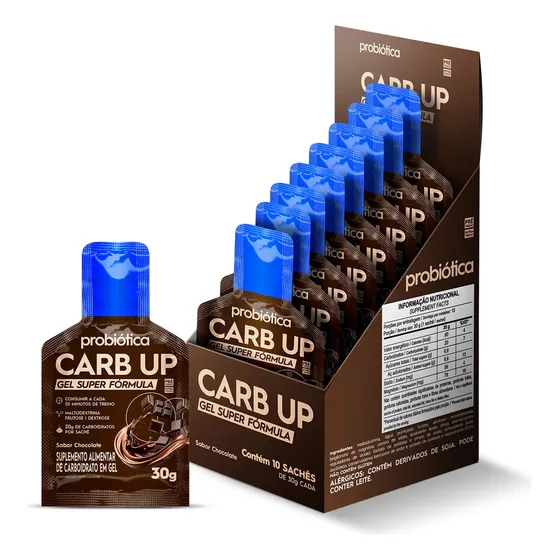 Suplemento em gel Probiótica Carb-up Gel Super Formula Carb-up Gel Super Formula sabor chocolate em envelope de 300g pacote x 10 u