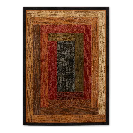 Alfombra Moderna Vega Geométrica Negro/marrón/rojo 109 X 157