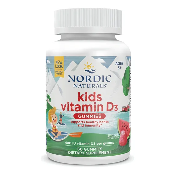 Nordic Naturales Kids com vitamina D3 para crianças com 60 gomas com sabor de melancia