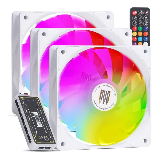 Kit 3 Cooler Fan 120mm Rgb Argb Controladora Pc Gamer Cpu