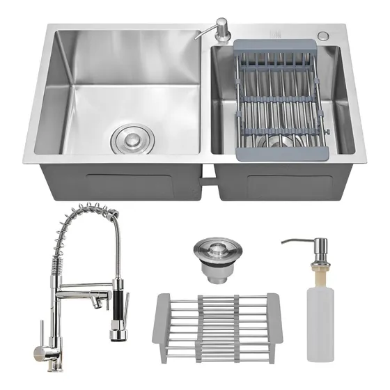 Holtter Home Design Cuba Gourmet Dupla Aço Inox Torneira Flexível Prata duckly