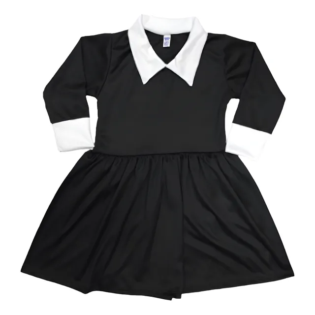 Vestido Disfraz Merlina Adams Wednesday Manga Larga