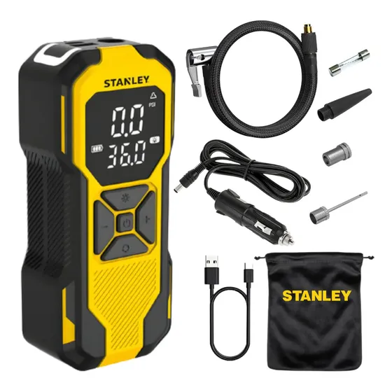 Compresor De Aire Portátil Stanley Sxif0101 Powerbank Mini Inflador Luz USB Toma