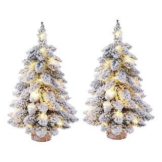 Bf 2 Piezas Árbol De Navidad Pequeño Con Luces Luces Y Bf 2 Piezas Árbol De Navidad Pequeño Con Luces Luces Y
