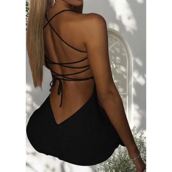 Vestido Midi Sexy Abertura Escote Espalda Brillante Fiesta