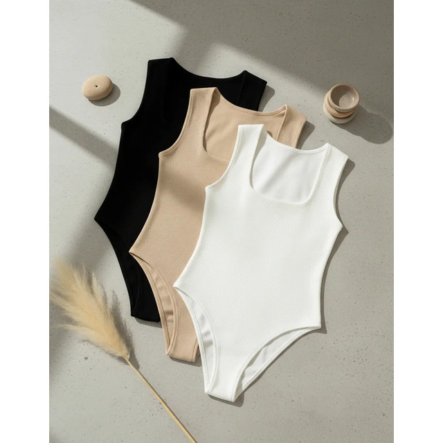 Kit 3 Body Plus Size Regata Decote Quadrado Conforto Estilo