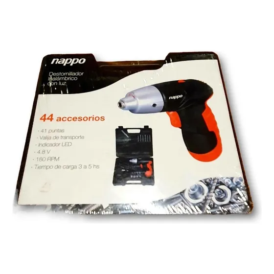 Destornillador Eléctrico Inalambrico Luz Nappo 44 Accesorios