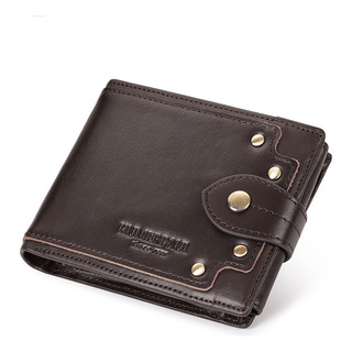 Carteras De Cuero Genuino Para Hombre Con Bloqueo Rfid Plega Carteras De Cuero Genuino Para Hombre Con Bloqueo Rfid Plega