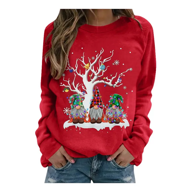 Sudadera Navidad Tops Sueter Estilo Grafico Manga Larga Copo