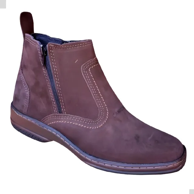 Botina Forrada Couro Casual Botinha Country Bota Cano Medio Curto Calçado Lindo Quando Usado Com Calça Jeans Social Leve