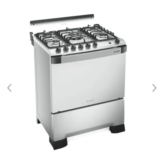 Cocina Mueller 5 Hornallas , Mesada Acero, A Gas Con Grill