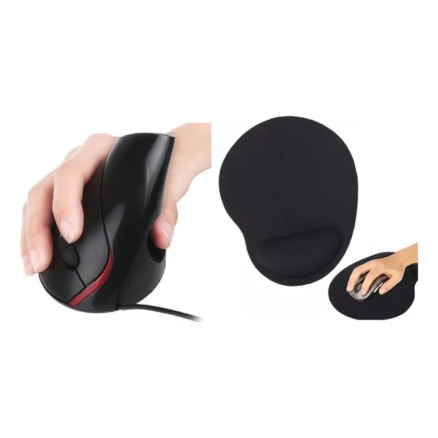 Mouse Vertical Ergonómico + Pad Mouse Con Soporte Gel @gs
