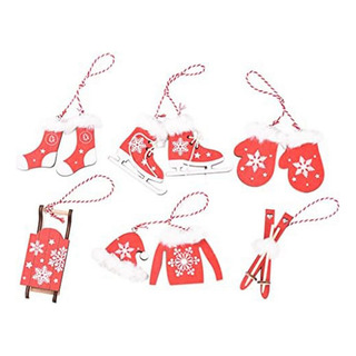 Ay 6pcs Adornos Para Árboles De Navidad, Guantes De Madera Ay 6pcs Adornos Para Árboles De Navidad, Guantes De Madera