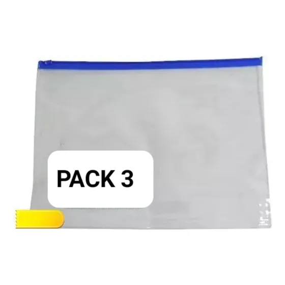 Carpeta Plastica Sobre Con Cierre Tipoziplot 28x20 Paquete 3