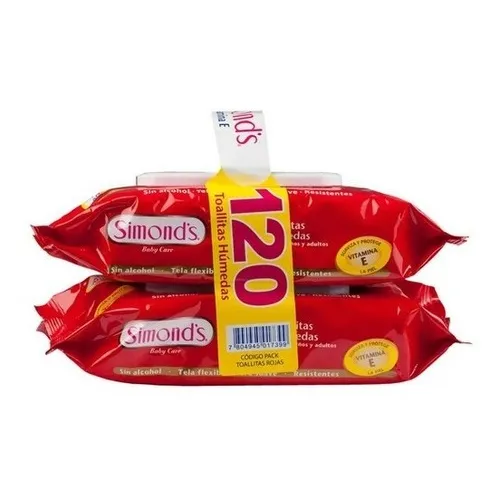 Toalla Humeda Simonds Roja Vitamina E Pack X2 (120 Unidades