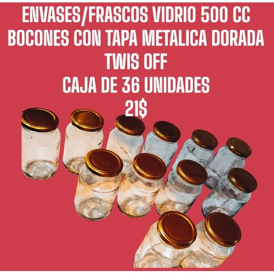 Envases Frascos Vidrio 500 Cc Bocon Tapa Metalica Twis Off