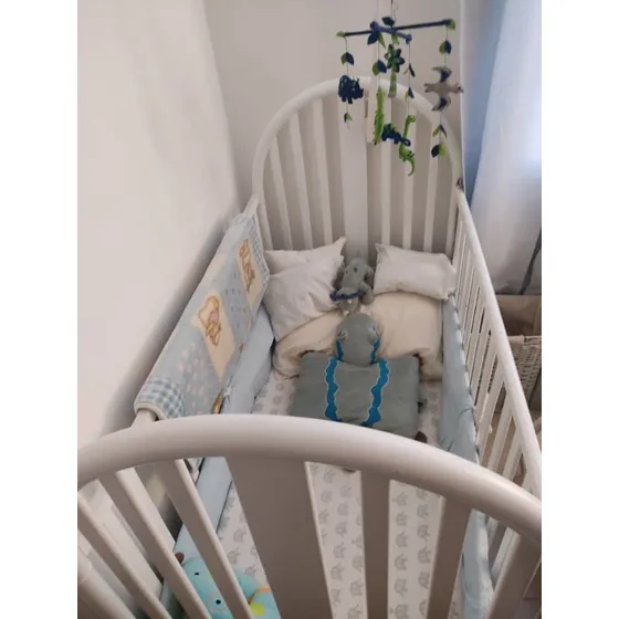 Cama Cuna De Bebe Madera Blanca Varios Niveles Con Colchon