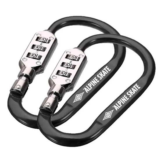 Candado Tipo Mosqueton X 2 Con Combinacion Seguirdad Valija Color Negro
