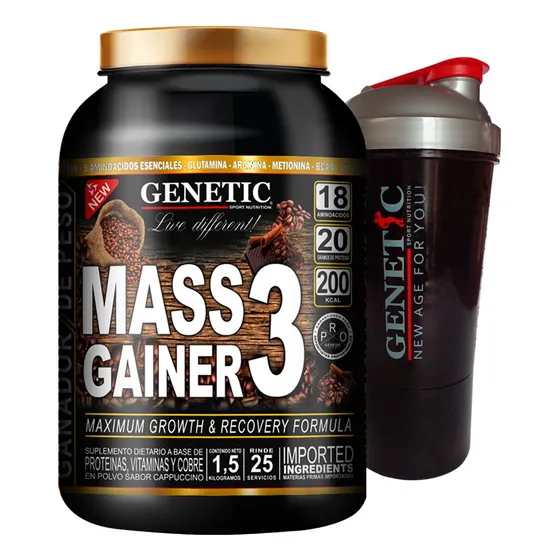 Súper Crecimiento Muscular Mass Gainer Vaso Polvera Genetic