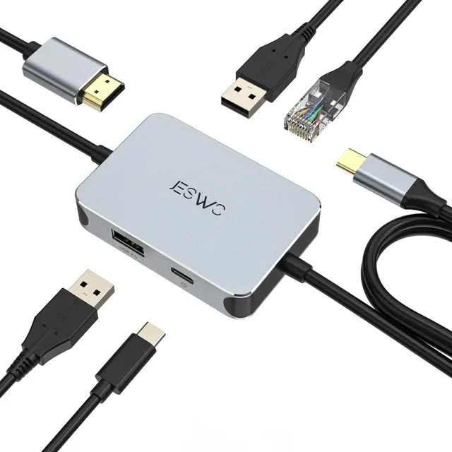 Cable Adaptador Usb Tipo C A Hdmi Ethernet Rj45 1gbps Jeswo