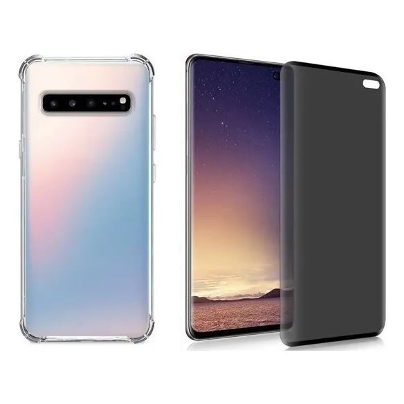 Capa Case P/ Galaxy S10 Plus + Pelicula Fosca Privacidade Cor Transparente
