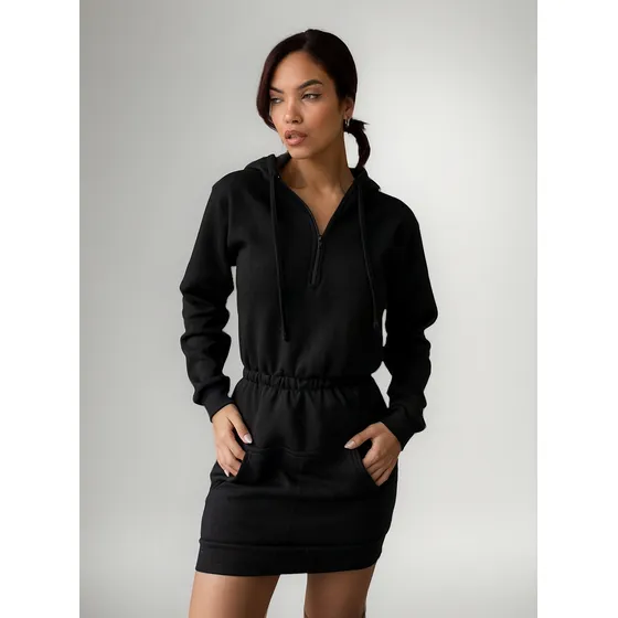 Vestido Maxi Buzo Capucha Frisado Premun Invierno