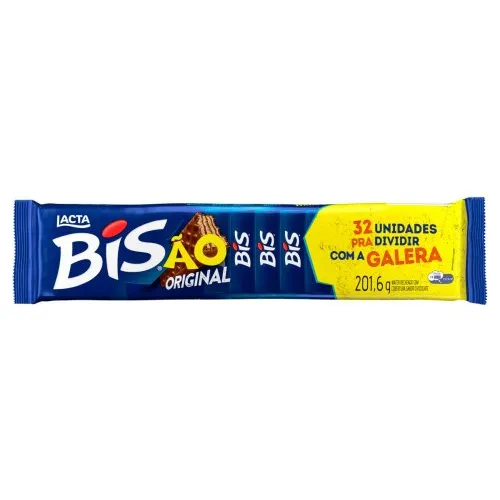 Wafer Recheado Com Cobertura De Chocolate Lacta Bisão 201,6g