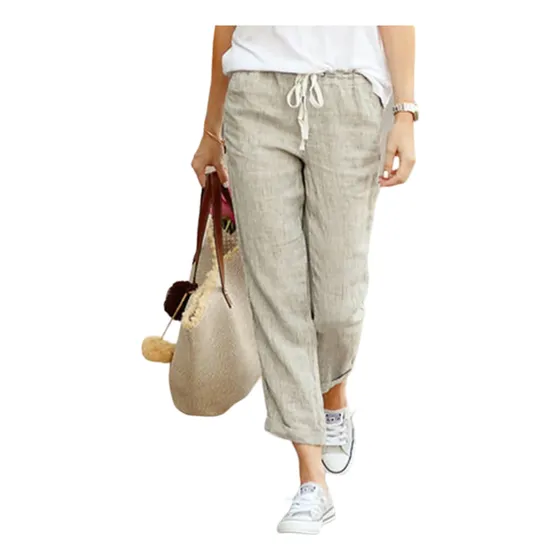 Pantalones De Mujer Con Cordón De Oficina Elegantes Y Simple