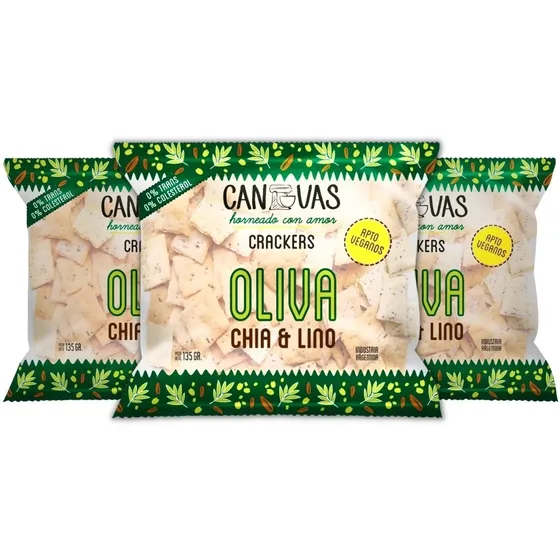 Crackers Veganas Oliva Canvas - 3 Unidades