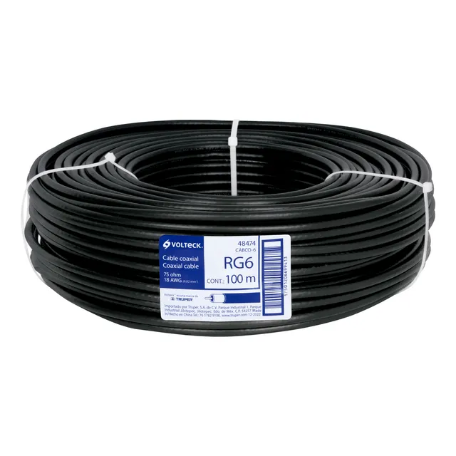 Cable Coaxial Rg6 En Rollo De 100 M, Volteck 48474