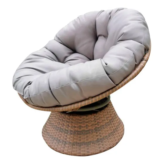Sillon En Ratán Con Almohadón Gris 86 Cm