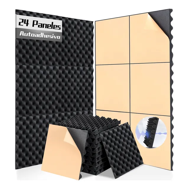 24 Panels Autoadhesive Acústica Espuma 30x30x3cm Ovoide