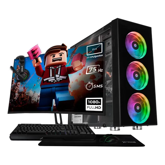 Xtreme Pc Gaming Amd Radeon Vega Renoir Ryzen 7 5700g 16gb Ssd 500gb Monitor Curvo 23.8 Wifi Black Xtbrr716gbrenoirmb