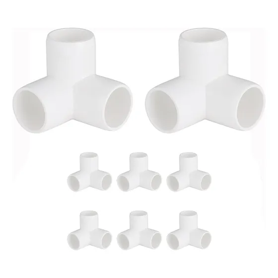 8 Pz Codo Rincon De 3 Vías En 1/2' Cédula 40 Hidráulico Pvc