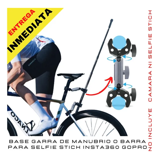 Montura Base Garra Moto Bicicleta Insta360 X4 Gopro Manubrio