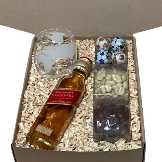 Caja De Regalo Madera Whisky Jw Red Label Papá Chocolate Rojo