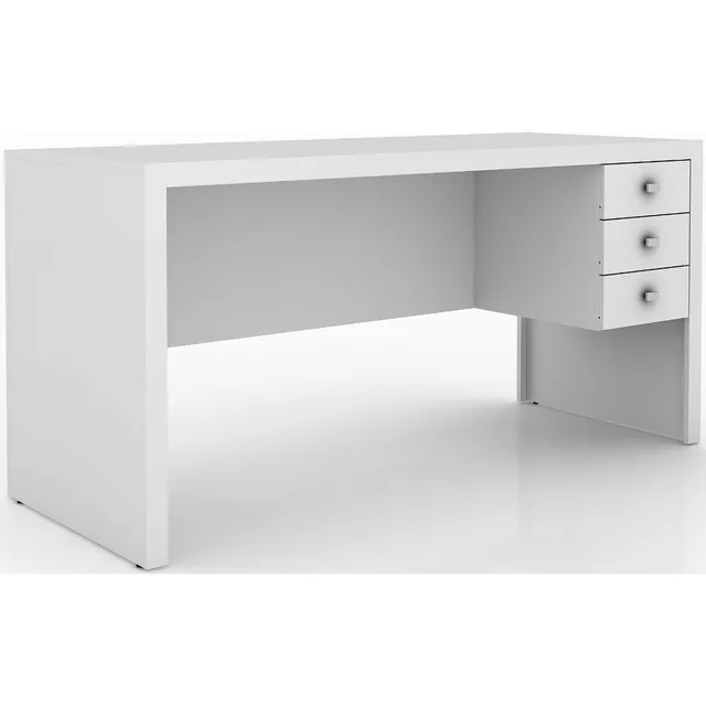 Escritorio Con Cajones Grande Oficina U Hogar Moderno 4113 Color Blanco