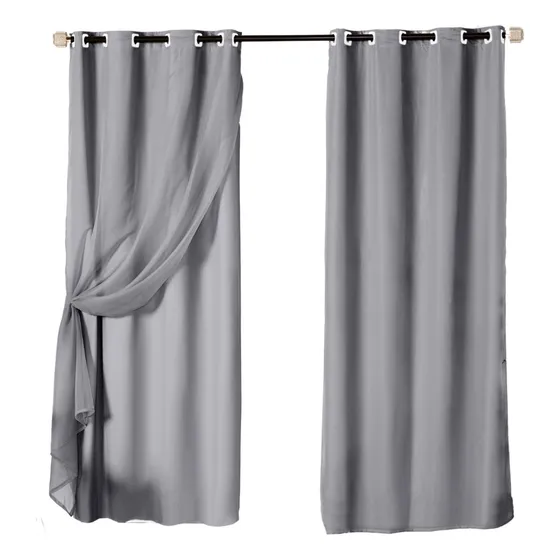 Cortina Blackout Blecaute C/ Voil 2,80 X 2,30 - Varias Cores Cor Cinza