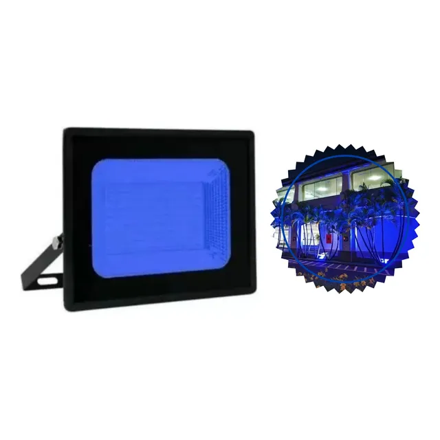 Refletor Holofote Luminária Led 50w Cor Azul Bivolt Smd