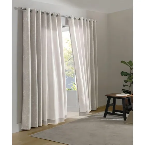 Cortina Vivian 100% poliéster, color beige, color Dohler