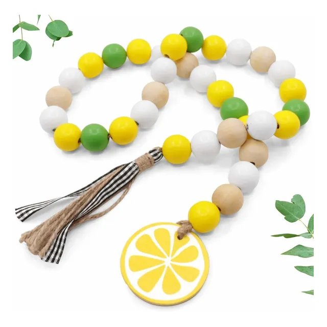 Guirnalda Cuenta Madera Limon Borla Yte Cuadro Rebanada Mano