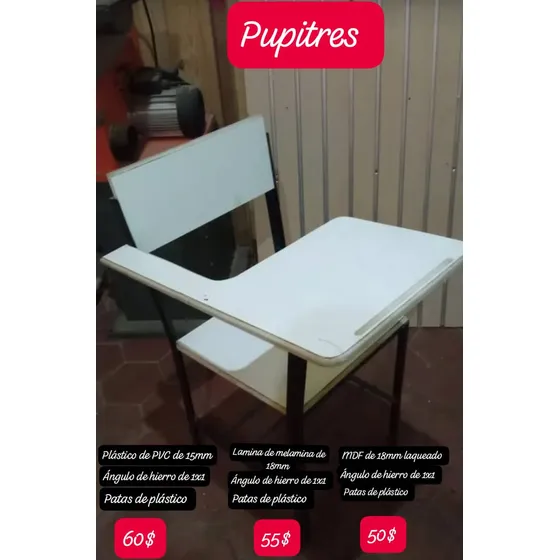 Pupitres Escolares, Mesa Sillas Y Mesas En Pvc Y Hierro