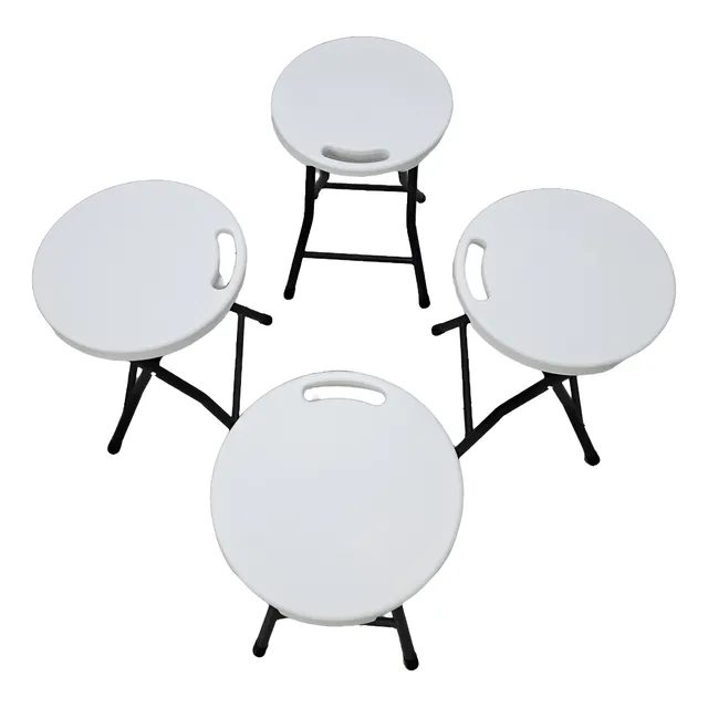 Juego De 4 Bancos Portatil Plegable De Acero 46 Cm De Alto