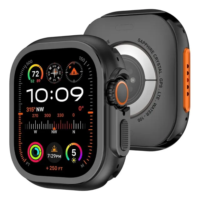 Case Para Apple Watch Ultra 1 Ultra 2 De Metal Titanio Negro