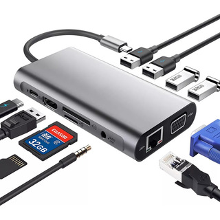 Adaptador Usb C Hub, 11 En 1 Adaptador Para Macbook Pro/iPad Adaptador Usb C Hub, 11 En 1 Adaptador Para Macbook Pro/iPad