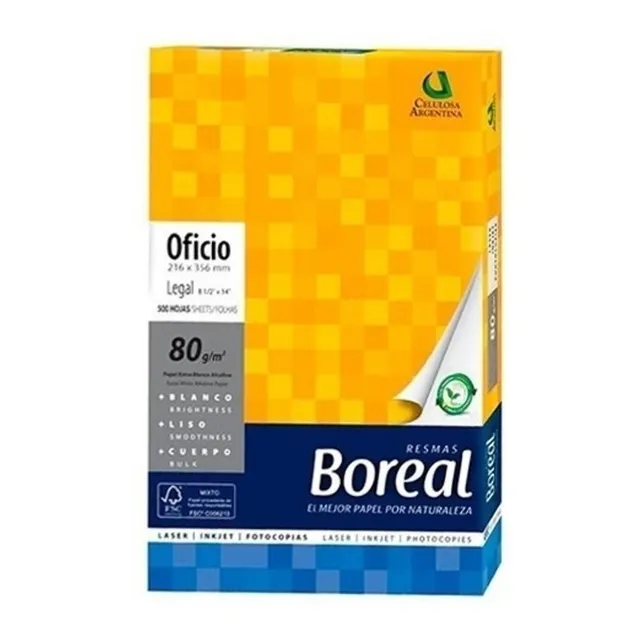 1 RESMA BOREAL BLANCO 21.6X35.6 80 GRS