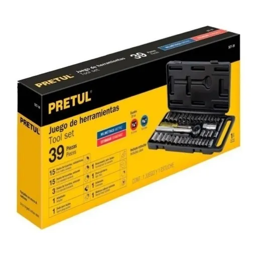 Jgo Dados 39pzs 1/4 Y 3/8 Con Estuche Pretul 24220
