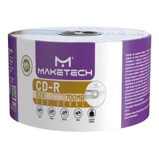 50 Unidades Cd-r Com Logo 52x 700mb Maketech 50 Unidades Cd-r Com Logo 52x 700mb Maketech